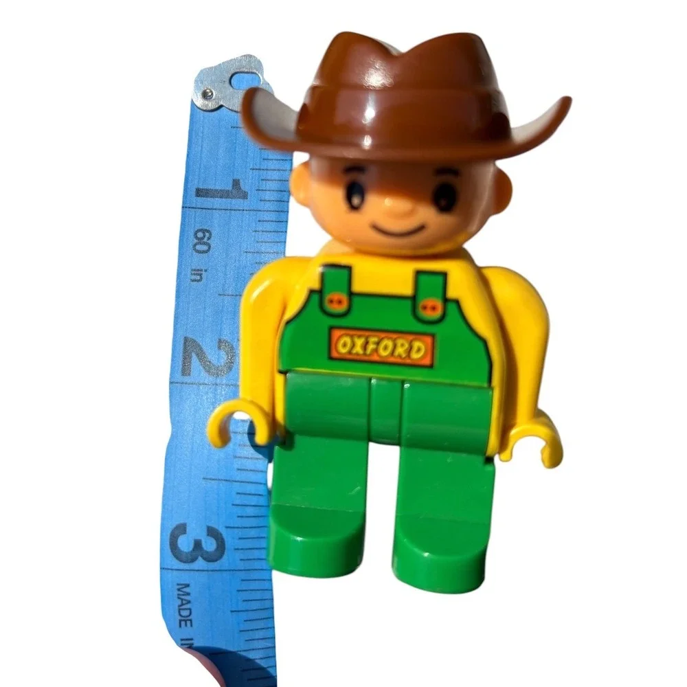 Vintage 90s Duplo Lego Figure Oxford Cowboy Farmer Green Overalls Town Community